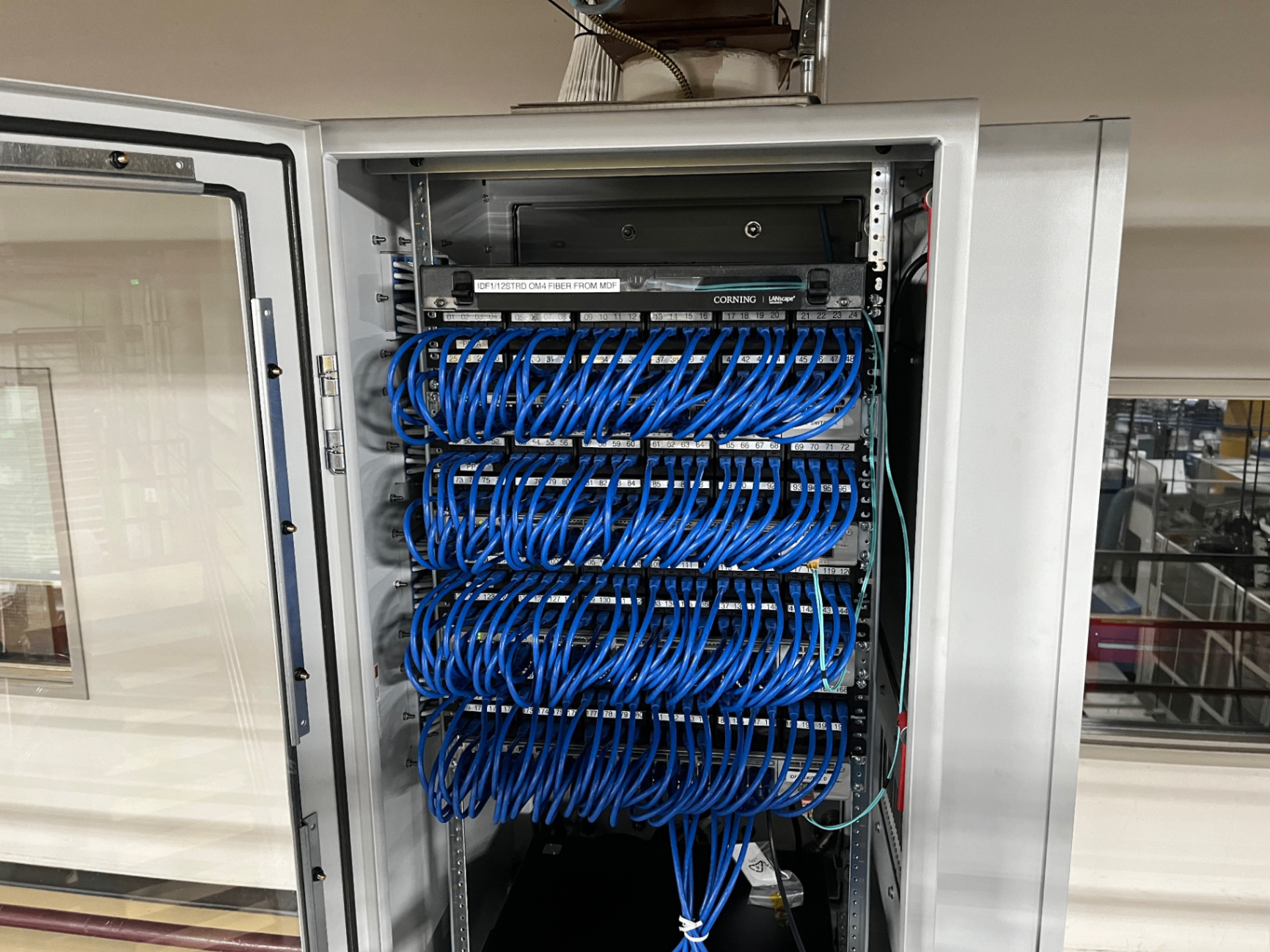 Neatly bundled and dressed low-voltage cabling